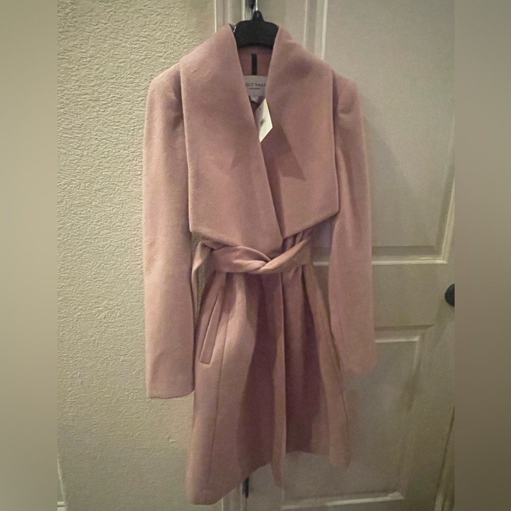NWT- Cole Haan Signature Women’s Wool Belted Coat - Pink